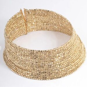 Gold Beaded Choker Collar Necklace